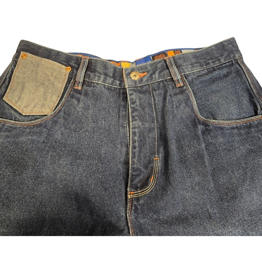 Platinum FUBU Fat Albert Junkyard Gang Jeans Dark Wash Baggy Hip Hop Denim Mens